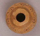 Button or Bead, Bone; incised and inlaid with paint