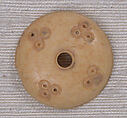 Button or Bead, Bone; incised and inlaid with paint