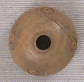 Button or Spindle Whorl, Bone; incised and inlaid with paint