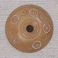 Button or Bead, Bone; tinted, incised, and inlaid with paint