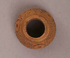 Button or Bead, Bone; incised and inlaid with paint