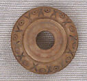 Button or Bead, Bone; incised and inlaid with paint