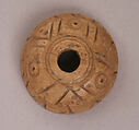 Button or Bead, Bone; incised and inlaid with paint