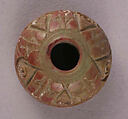 Button or Bead, Bone; tinted, incised and inlaid with paint
