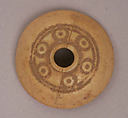 Button or Bead or Spindle Whorl, Bone; incised and inlaid with paint