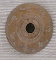 Button or Bead, Bone; incised and inlaid with paint
