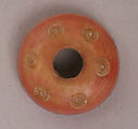 Button or Bead, Bone; tinted, incised, and inlaid with paint