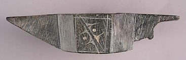 Lamp, Stone; cut, engraved, and painted