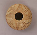 Button or Bead, Bone; incised and inlaid with paint