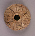 Spindle Whorl, Bone; incised and inlaid with paint