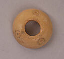Button or Bead, Bone; tinted, incised, and inlaid with paint