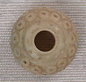 Button or Bead, Ivory or bone; tinted, incised, and inlaid with paint