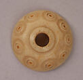 Button or Bead, Bone; incised and inlaid with paint
