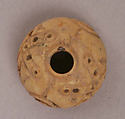 Button or Bead, Bone; incised and inlaid with paint
