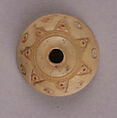 Spindle Whorl, Bone; incised and inlaid with paint