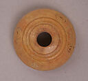 Button or Bead, Bone; tinted, incised, and inlaid with paint