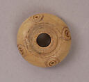 Button or Bead, Bone; incised and inlaid with paint