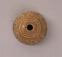 Button or Bead, Bone; incised and inlaid with paint