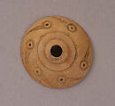 Button or Bead, Bone; incised and inlaid with paint
