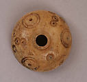 Button or Bead or Spindle Whorl, Bone; incised and inlaid with paint