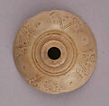 Spindle Whorl, Bone; incised and inlaid with paint