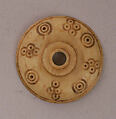 Button or Bead, Bone; incised and inlaid with paint