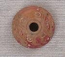 Button or Bead, Bone; tinted, incised, and inlaid with paint