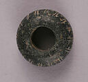 Button or Bead or Spindle Whorl, Stone; incised