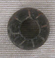 Button or Bead or Spindle Whorl, Stone; incised