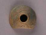 Spindle Whorl, Bone; tinted, incised, and inlaid with paint