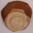 Fragment of a Bowl, Earthenware; gritty buff body, red and green decoration, glazed