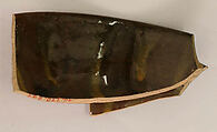 Waster of Three Bowls Attached Together, Earthenware; gritty brownish body, yellow streak decoration under glaze