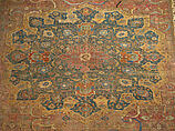 Carpet, Cotton (warp and weft), wool (pile); asymmetrically knotted pile 