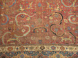 Carpet, Cotton (warp and weft), wool (pile); asymmetrically knotted pile 