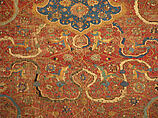 Carpet, Cotton (warp and weft), wool (pile); asymmetrically knotted pile 