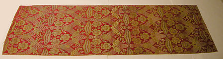Loom Width with Floral and Tiger-stripe Design, Silk, metal wrapped thread; lampas (kemha)