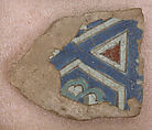 Tile Fragment, Stonepaste; polychrome painted under transparent glaze