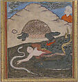 "The Tortoise", Folio from an `Aja'ib al-Makhluqat (Wonders of Creation) of Qazwini, Zakaria bin Muhammad bin Mahmud Abu Yahya Qazwini (ca. 1203–83), Opaque watercolor and gold on paper