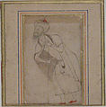 Dervish Leaning on a Staff, Ink, transparent and opaque watercolor, and gold on paper