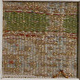 Textile Fragment from the Dalmatic of San Valerius, Silk, gilt animal substrate around a silk core; lampas with seperable layers in the ground weave