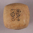 Dice, Bone; incised and inlaid with paint