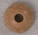 Button or Bead, Bone; incised and inlaid with paint