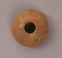 Button or Bead, Bone; tinted, incised, and inlaid with paint
