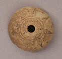 Button or Bead, Bone; incised and inlaid with paint