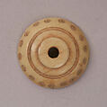 Button or Bead, Bone; incised and inlaid with paint