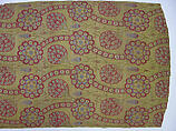 Silk Fragment with Wavy-vine Pattern on Green Ground, Silk, metal wrapped thread; lampas (kemha)