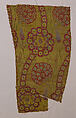 Silk Fragment with Wavy-vine Pattern on Green Ground, Silk, metal wrapped thread; lampas (kemha)
