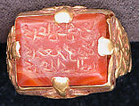 Ring, Gold sheet and carnelian seal stone; incised