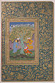 "A Youth Fallen From a Tree", Folio from the Shah Jahan Album, Painting by Aqa Riza (Iranian, born Meshhed, ca. 1560, active until ca. 1621), Ink, opaque watercolor, and gold on paper