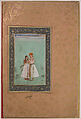 "Shah Shuja with a Beloved", Folio from the Shah Jahan Album, Painting by Govardhan (active ca. 1596–1645), Ink, opaque watercolor, and gold on paper